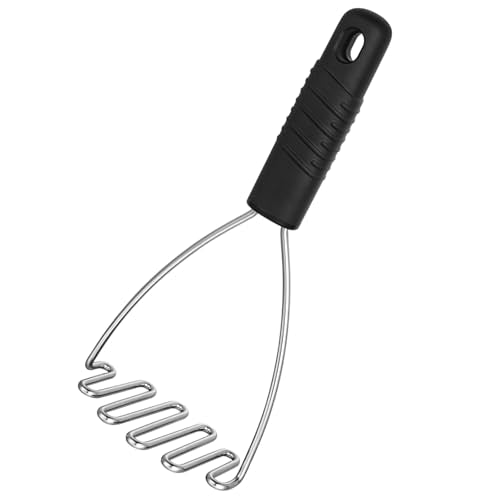 Beneno Ergonomic Soft Grip Stainless Steel Potato Masher, Black - color: Black