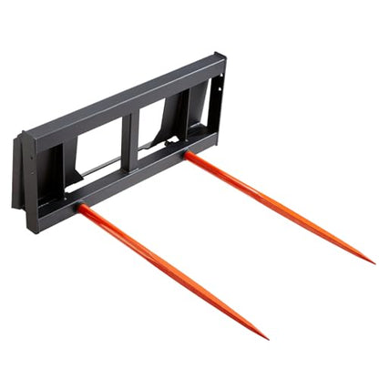 VEVOR 49" Hay Spear, Bale Spears 3000lbs Loading Capacity, Skid Steer Loader Tractor Attachment 2pcs Spears, Quick Attach Spike Forks - style: 49" Horizontal Assembly