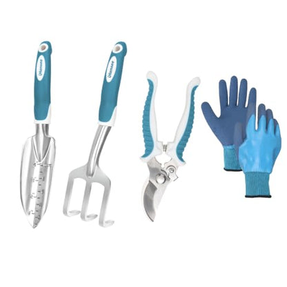 Blue Garden Tools 4-Piece, Aluminum Alloy Gardening Hand Tool Set - color: blue-4pcs