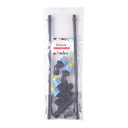 2-Nozzle Poly Boom Wand,Backpack Sprayer Multi Nozzle Spray Holder, Equipped with Cylindrical Nozzle and 110 Degree Fan Nozzle, 90 Degree Right Angle and 45 Degree Angle Spray Pattern