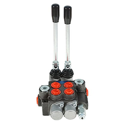 Hydraulic Directional Double Acting Control Monoblock Valve for Tractor Loader w/Joystick, 2 Spool, 11GPM, SAE Ports