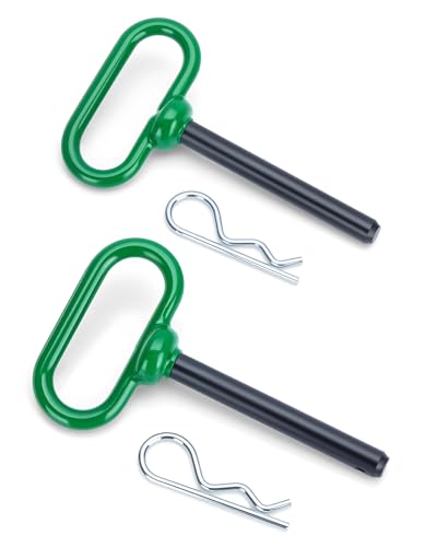 1/2 inch Trailer Hitch Pin and Clip, 1/2 x 3-5/8 Inch Tow Hitch Pin Rubber Coated Green Handle Pin for Tractors, Towing, Lawn Mower, Golf Cart and ATV, Heavy Duty Gate Pin Accessories One-Handed - color: Green
