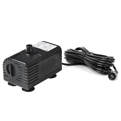 ECO-WORTHY 216 GPH Solar Powered Water Fountain Pump Upgraded Dry-run Protection Brushless Submersible Pump 12V-24V DC with 16.4ft(5M) Power Cord, 7.8 ft High Lift，2Nozzles for Pond, Aquarium