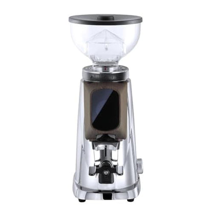 AllGround All Purpose Home Coffee Grinder - Residential Grinder - Made in Italy - By Fiorenzato (Chrome w/Dark Oak) - color: Chrome w/ Dark Oak