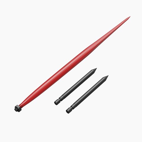 PULLAFUN Hay Spear 49" Bale Spear, Heavy Duty Quick Attach Square Hay Bale Spears, Hay Bale Spike with 2 Stabilizer Spears for Buckets Tractors Loaders