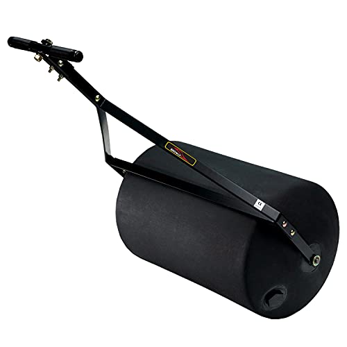 Brinly 270 lb. Combination Push/Tow Poly Lawn Roller with Easy-Turn Tethered Plug, 18 by 24" - Flat Black - color: Flat Black