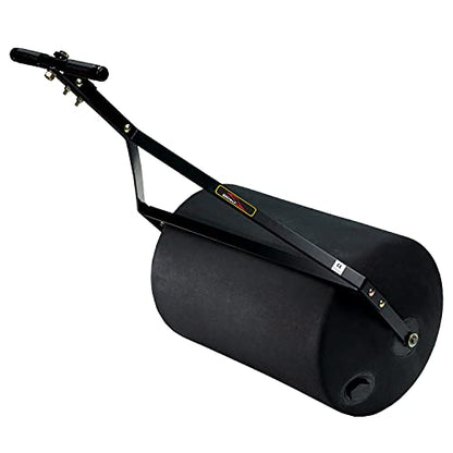 Brinly 270 lb. Combination Push/Tow Poly Lawn Roller with Easy-Turn Tethered Plug, 18 by 24" - Flat Black - color: Flat Black