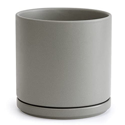 D'vine Dev 10 Inch Ceramic Planter Pot, Grey, 94-O-E-3 - color: Gray, size: Large