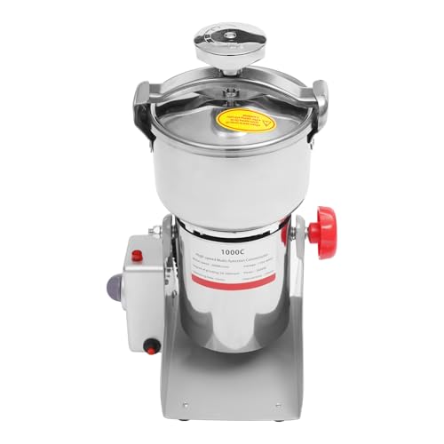 Electric Grain Mill Grinder, 1000g 3600W High Speed Commercial Spice Grinder 2.2lbs 304Stainless Steel Pulverizer 30000 RPM with Timer for Herbs Cereals Corn Pepper (High Pressure Lid, 1000g/2.2lbs) - color: High Pressure Lid, size: 1000g/2.2lbs