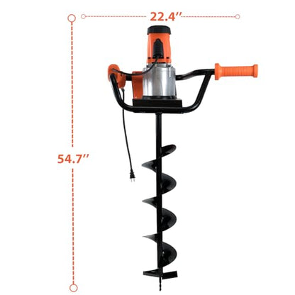 1500W Electric Post Hole Digger 6" & 4" Bits, No Bag, Orange - color: Orange