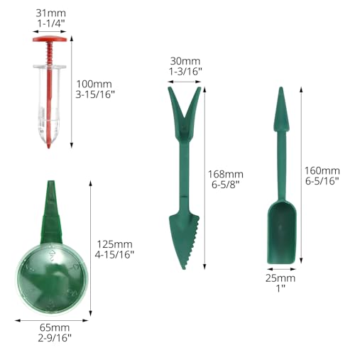 QWORK 8 Pcs Seed Dispenser Planter Tool Set, Precision Seed Planter Tool with Seed Spreaders, Dispensers, Dibbers, for Seed Placement