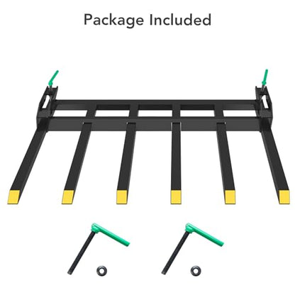 Heavy Duty Clamp-on Debris Forks for 60" Loader Bucket – 4000 Lbs Capacity