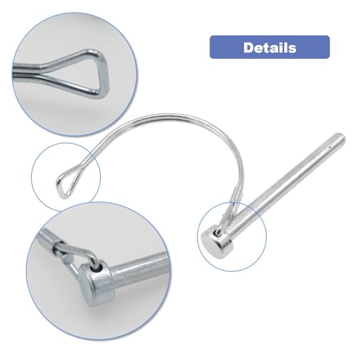 10-Pack Safety Coupler Hitch Pins with Round Loop 1/4 x 2-3/4 Inch - size: 1/4" x 2-3/4"