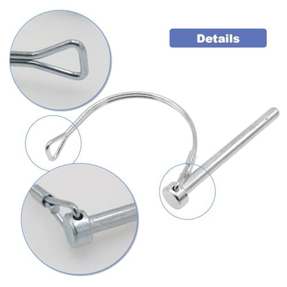 10-Pack Safety Coupler Hitch Pins with Round Loop 1/4 x 2-3/4 Inch - size: 1/4" x 2-3/4"