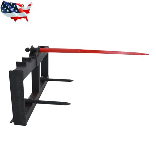 49" 3000lb Heavy Duty Attach Hay Bale Spear Skid Steer Tractor Loader Quick Tach