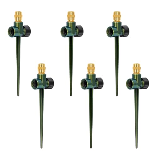 RESTMO 6 Pack Heavy-Duty Full-Metal Lawn Sprinklers for Yard - color: Green, size: 6 Pack
