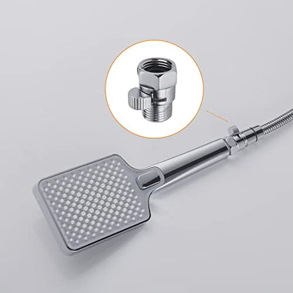 Chrome Water Flow Control Valve, G1/2" Shower Head Flow Control Brass Shut Off Valve for Handheld, Water Pressure Regulator Replacement for Shower System - color: Chrome