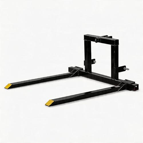 Patikuin Heavy Duty 3 Point Hitch Pallet Forks for Category 1 Tractors, 1500 lbs Capacity, Adjustable Width 28–45 in, Black+Yellow, Ideal for Farm, Field & Agricultural Use