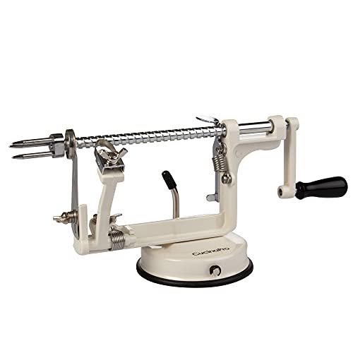 Apple Peeler and Corer, Durable Heavy Duty Chrome Cast Iron, Suction Base - color: White