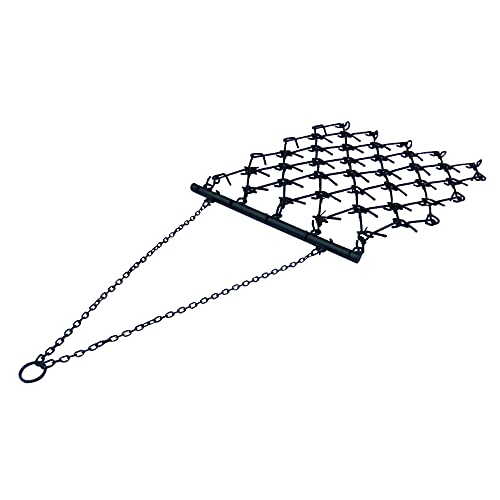 Field Tuff 4 Foot Heavy Duty Steel Durable Chain Rake Field Leveling Drag Harrow Hook Up to ATV, UTV and Utility Tractor, Black - size: 4x4 Foot