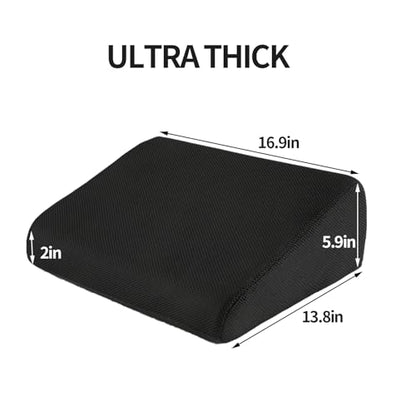 HOMBYS High Density Foam Car Seat Cushions for Short People,Car Booster Seat for Short Drivers,Ultra Thick Adult Booster Seat for Car Driving,Wedge Seat Cushion 6" Thickness,Black Mesh Cover - size: 17“x14"x6"