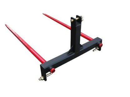 Category 1 Tractor 3 Point Attachment with 2 x 43" Hay Bale Spear, Convertible to Category 2