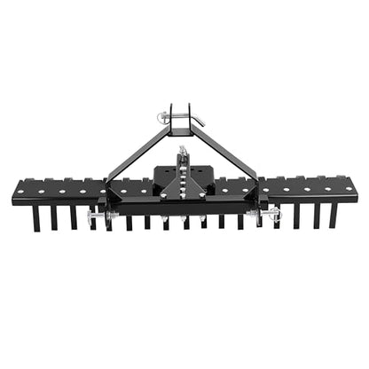 KUAFU 50" 3 Point Landscape Rake for Category-0 Cat-0 Tractor with 360 - style: Black