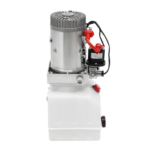 Hydraulic Pump 4.2 Quart Hydraulic Power Unit Single Acting Trailer Pump 12V DC Plastic Reservoir Hydraulic Pump for Dump Trailer Car Lifting Platforms