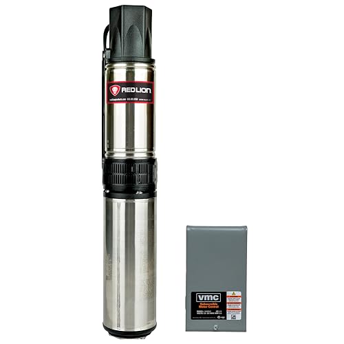 Red Lion RL12G07-3W2V Submersible Well Pump, 3/4 HP, 3-Wire, 230V, 12 GPM | Control box included, Fits 4" wells, Dependable performance for depths to 120', Steel case/thermoplastic discharge, 14942406 - style: 3/4-HP