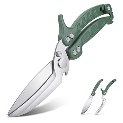 DRAGON RIOT Heavy Duty Poultry Shears - A Must Have Kitchen Shears for Chicken and Meat Cutting - Dishwasher Safe and Stainless Food Kitchen Scissors for Thanksgiving(Green) - color: Green