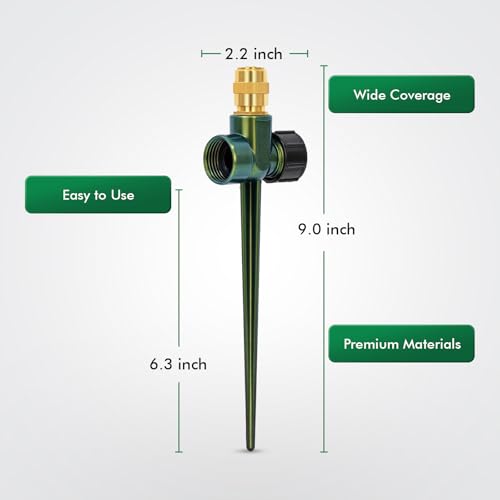 RESTMO 2 Pack Heavy-Duty Full-Metal Lawn Sprinklers for Yard - color: Green, size: 2 Pack