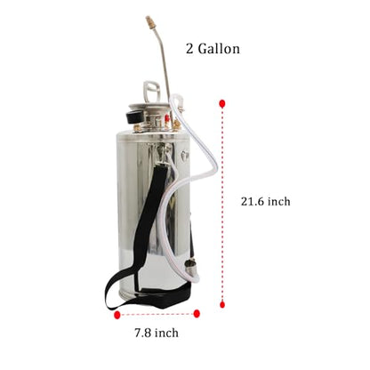 2 Gal Stainless Steel Hand Pump Sprayer for Lawn Garden - size: 2 Gallon