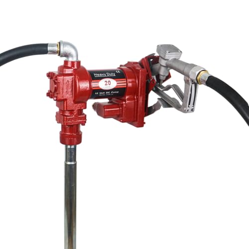 12V Fuel Transfer Pump with Manual Nozzle & Hose - color: Red