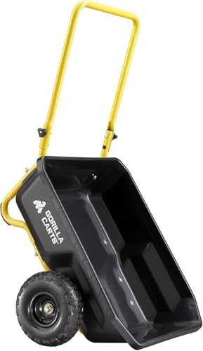 Gorilla Carts Poly Dump Cart, 2-Wheel Garden Wagon, 4 Cu Ft, 300lb Capacity