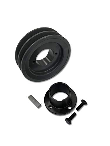 Double Groove 4.45" Cast Iron Electric Motor " H " Pulley/Sheave, Bushing Included, for 3/8" and 1/2" Top Width 3L/A/AK/4L/4LK Section V Belt, 2 Groove (1-3/8" Shaft / 1.375 Bore, 2AK46H) - size: 1-3/8" Shaft / 1.375 Bore