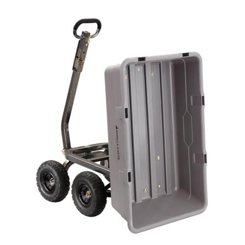 Gorilla Carts Poly Dump Cart, 800 lb. Capacity, 5 Cu Ft, Gray - size: 5-Cubic Feet, style: Pneumatic