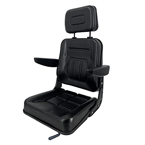 Universal Forklift Seat with Slide Track, Armrest and headrest - size: 18.5 x 9.06 x 16.93inch