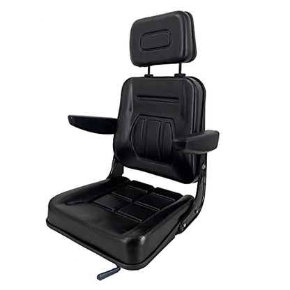 Universal Forklift Seat with Slide Track, Armrest and headrest - size: 18.5 x 9.06 x 16.93inch