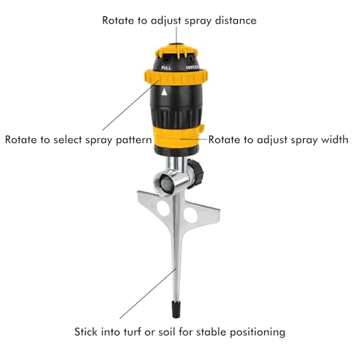 RESTMO Gear Drive Sprinkler with Metal T-Spike Base,Yellow - color: Yellow, size: 1 Pack