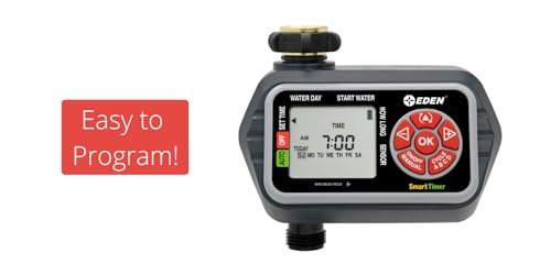 Eden 93411 1-Zone Digital Water Timer with LCD Display - Programmable Sprinkler System Manual Watering Rain Delay and Moisture Sensor Compatibility - size: 1 Zone