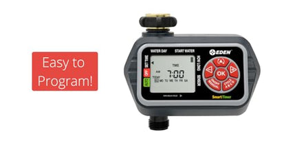 Eden 93411 1-Zone Digital Water Timer with LCD Display - Programmable Sprinkler System Manual Watering Rain Delay and Moisture Sensor Compatibility - size: 1 Zone