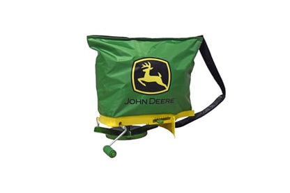 John Deere 25 lb Handheld Bag Seeder Spreader with Waterproof Bag, Enclosed Gears, Adjustable Shoulder Strap, Rear Baffle