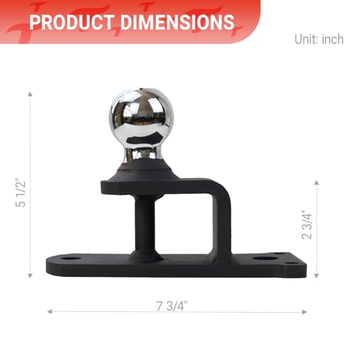 3-Way ATV/UTV Trailer Hitch Adapter with 2-Inch Ball, 2 inch Rise - style: 2 in Rise
