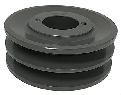 Double Groove 4.95" Cast Iron Electric Motor" H" Pulley/Sheave, Bushing Included, for 5/8" Top Width B/5L/BK/5LK Section V Belt, 2 Groove Pulley (1-3/8" Shaft / 1.375" Bore, 2BK52H) - size: 1-3/8" Shaft / 1.375" Bore