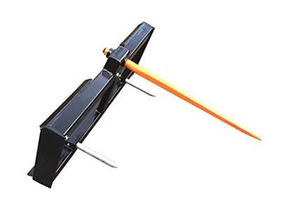 Skid Steer Attachment, 39" Hay Bale Spear & Stabilizer Spikes, Rated 3000 LB, Quick Attach - size: 39"