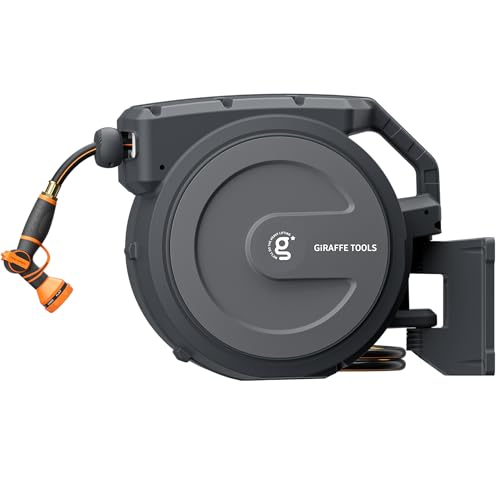 Giraffe Tools Retractable Garden Hose Reel 1/2"100FT Metal bracket - size: 1/2 100FT
