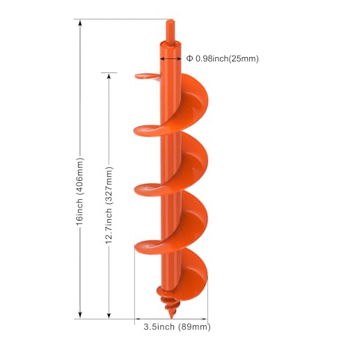 Insaga Auger Drill Bit for Planting, 3.5''x16'' Garden Earth Auger with Self-Tapping Screw, 3MM Heavy Duty Spiral Drill Planting Bit, for Bulbs Flowers Plants Post Hole Digger - size: 3.5x16''