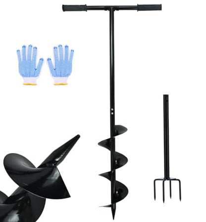 2 in 1 Hand Auger Spiral Drill, 6 x 42.9inch Post Hole Digger for Planting