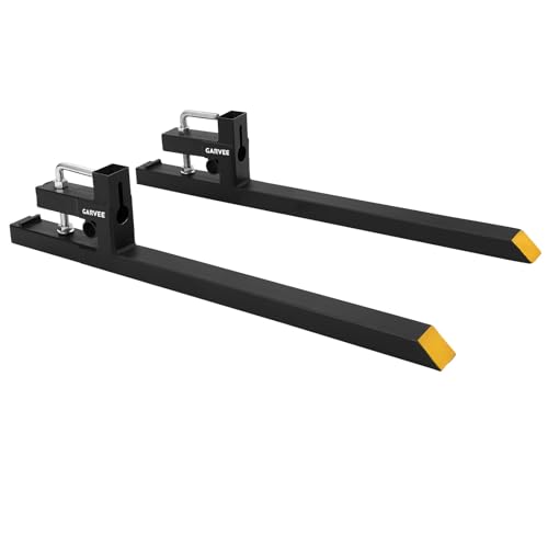 Garvee 43" Clamp On Pallet Forks for Tractor Bucket, Heavy Duty 2500lbs Quick Attach Skid Steer Loader Pallet Fork - size: 43''