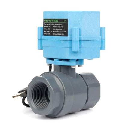 U.S. Solid WiFi Smart Motorized Ball Valve 1 inch NPT for Water Control & Irrigation, 2 Way PVC Electric Valve, USB Powered, LED Status Indicator, Flow Direction Window, Remote On/Off Control - size: 1 Inch